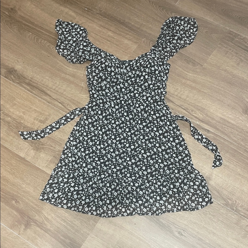 Lily Rose Black and White Floral Kids Dress